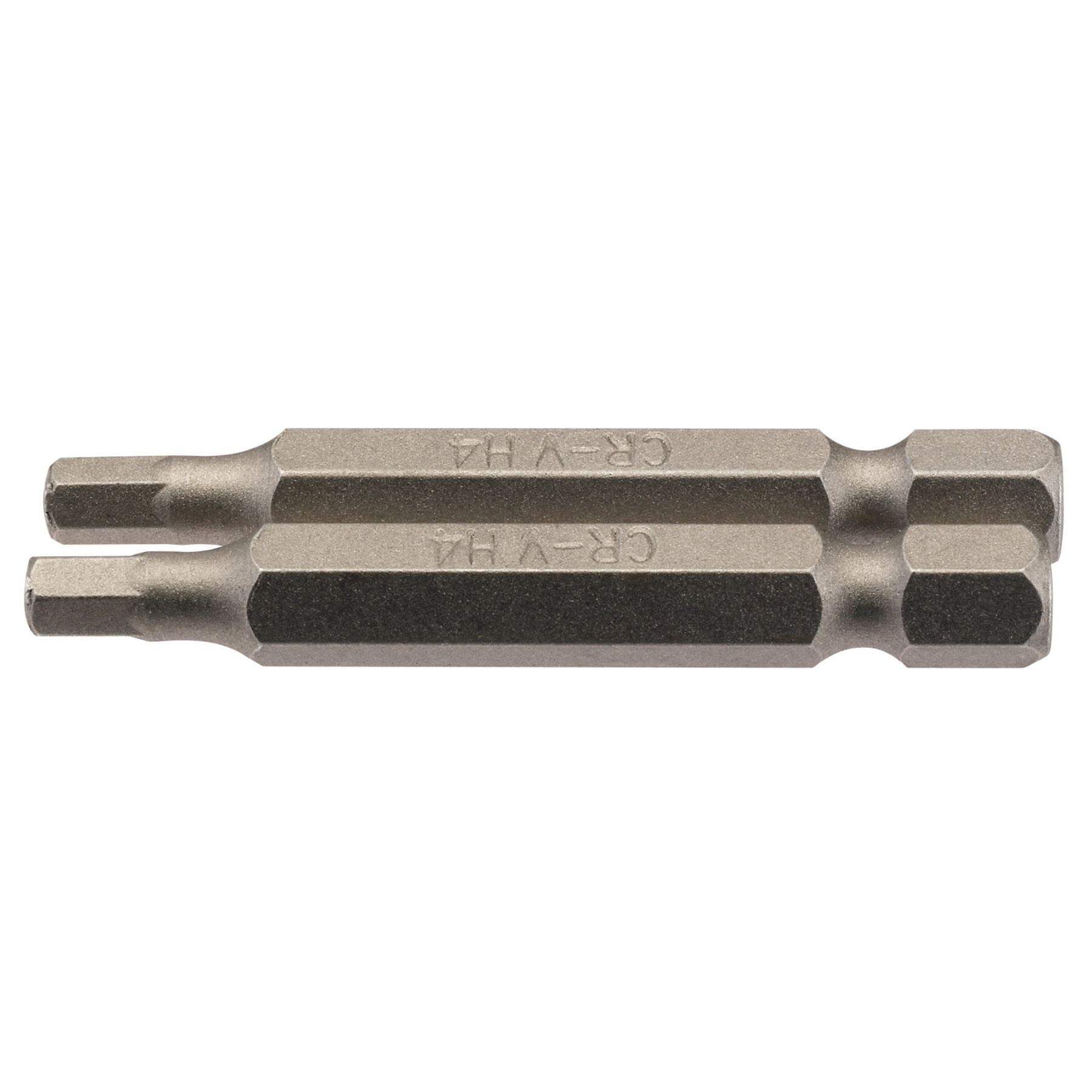 Draper Hex Screwdriver Bit Hex 4mm 50mm Pack of 2