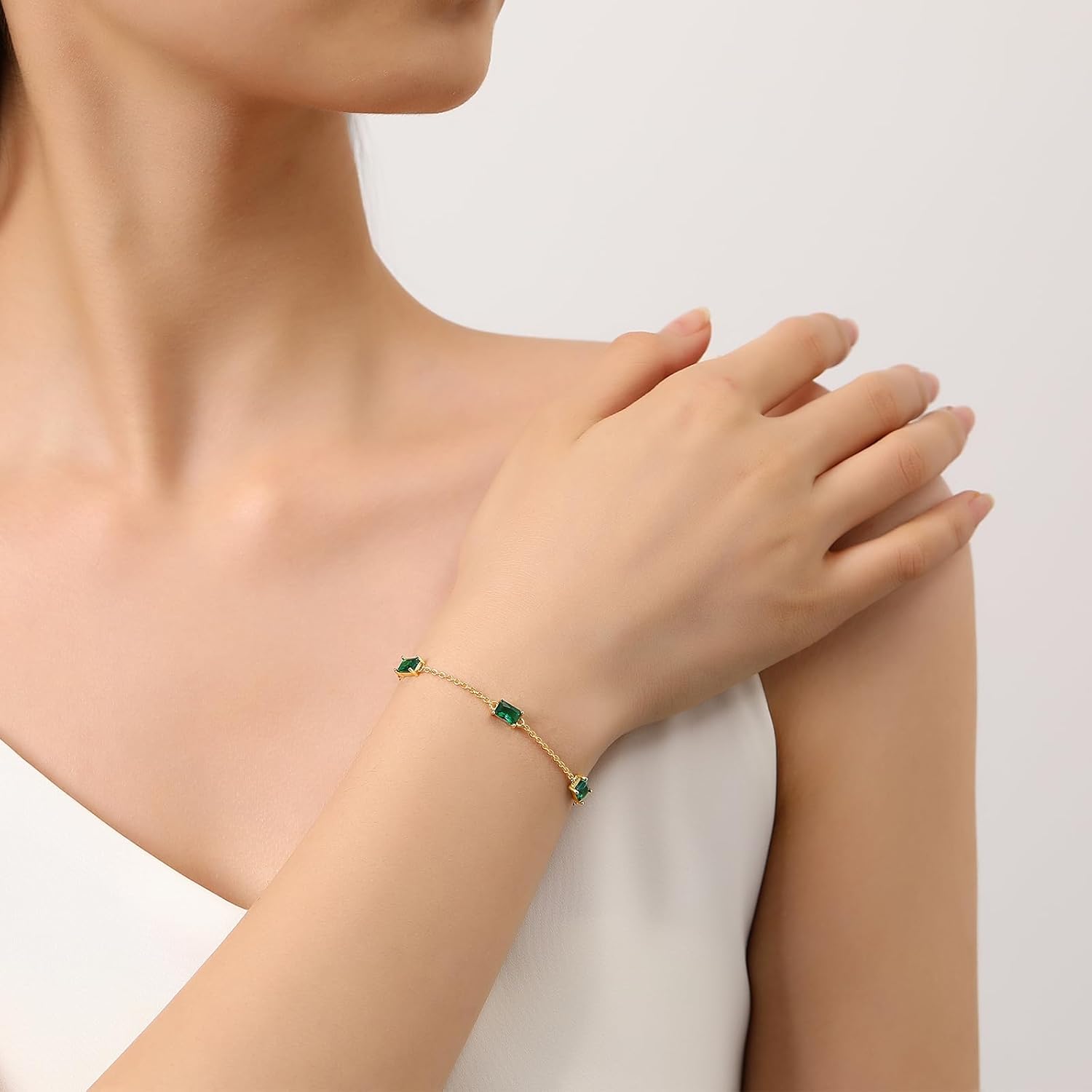 Gold Birthstone Bracelets for Women Dainty Simple Women Link Bracelet Fine Jewelry Christmas Mother's Day Birthday Gifts for Women Wife Girlfriend Her - Image 2