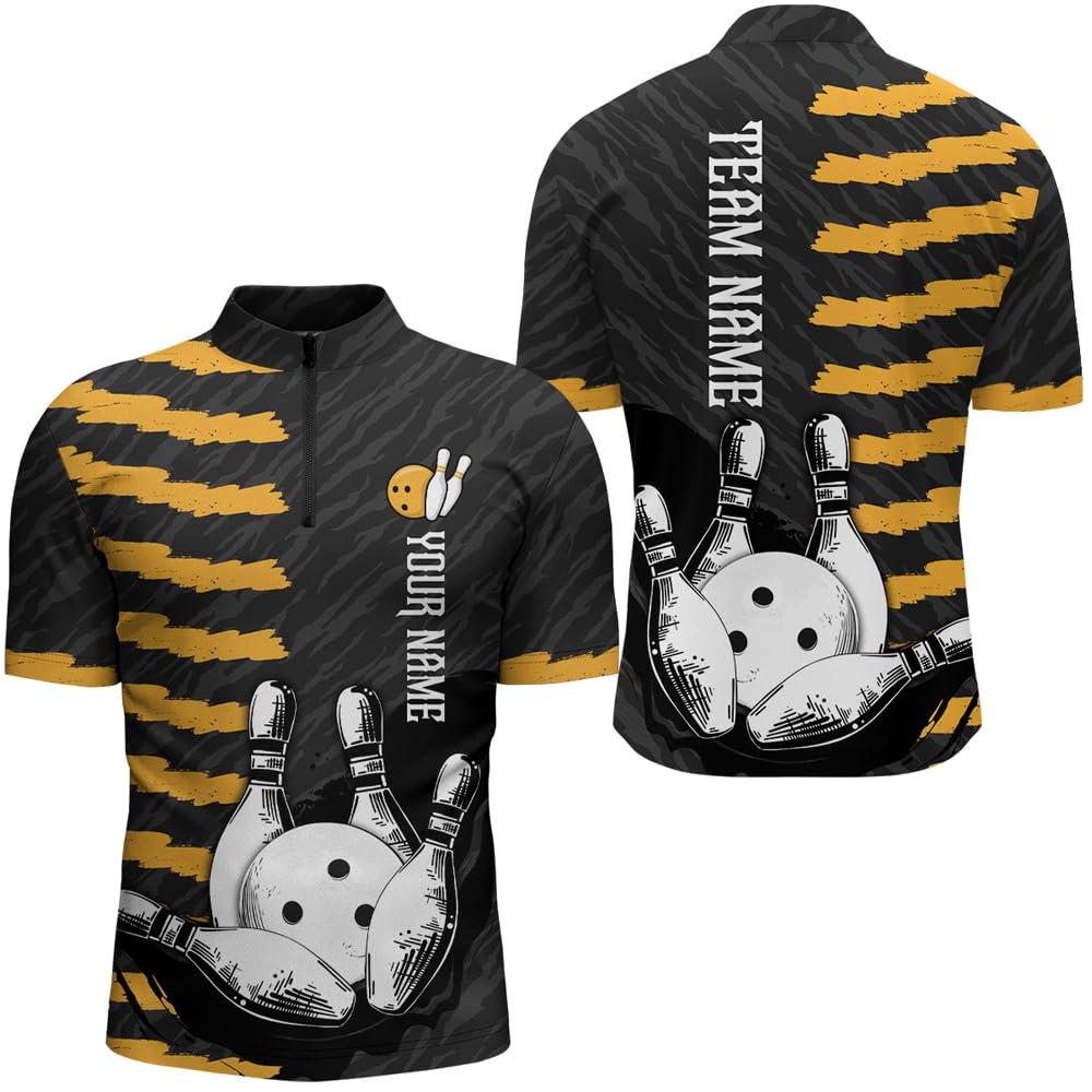 PIONAMZIOZ Custom Bowling Shirts for Men and Women Bowling Polo Shirt, Uniform Shirt for Bowling Team Quarter Zip 3D Jersey (US, Alpha, Small, 5X-Large, Regular, Regular, Men Quarter-Zip)