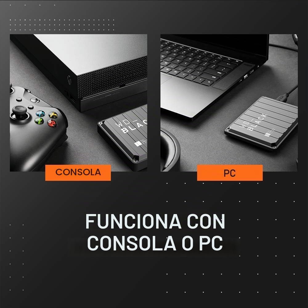 WD_BLACK P10 2TB Game Drive HDD portátil, USB 3.2 Gen 1, hasta 130 MB/s, Type-A compatible con Playstation, Xbox, PC y Mac 6