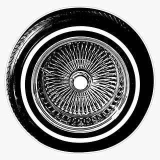 MAGNET Lowrider Chrome Rims Wire Wheel Hydraulics Magnetic Bumper Sticker 5"