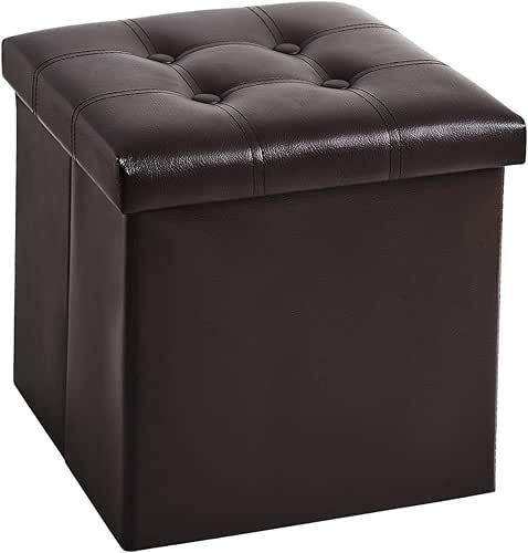 YOUDENOVA 15 inches Folding Storage Ottoman, Cube Storage Boxes Footrest,