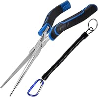 Vista 8 de SPEEDWOX 2 alicates de punta de aguja con puntas curvas, mango curvado, alicates de punta de aguja extra largos con puntas rectas, alicates