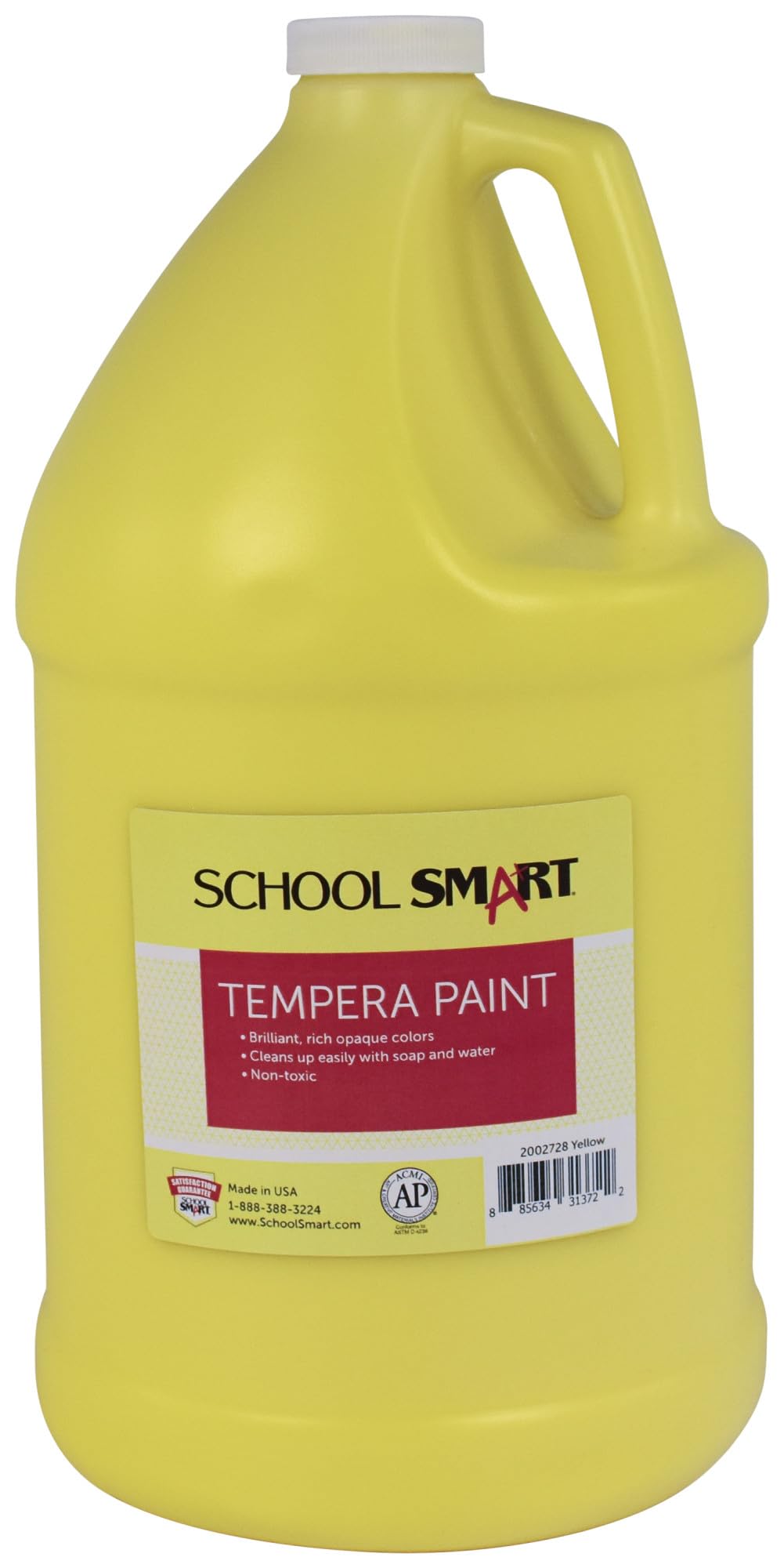 School Smart Tempera Paint, Yellow, 1 Gallon Bottle