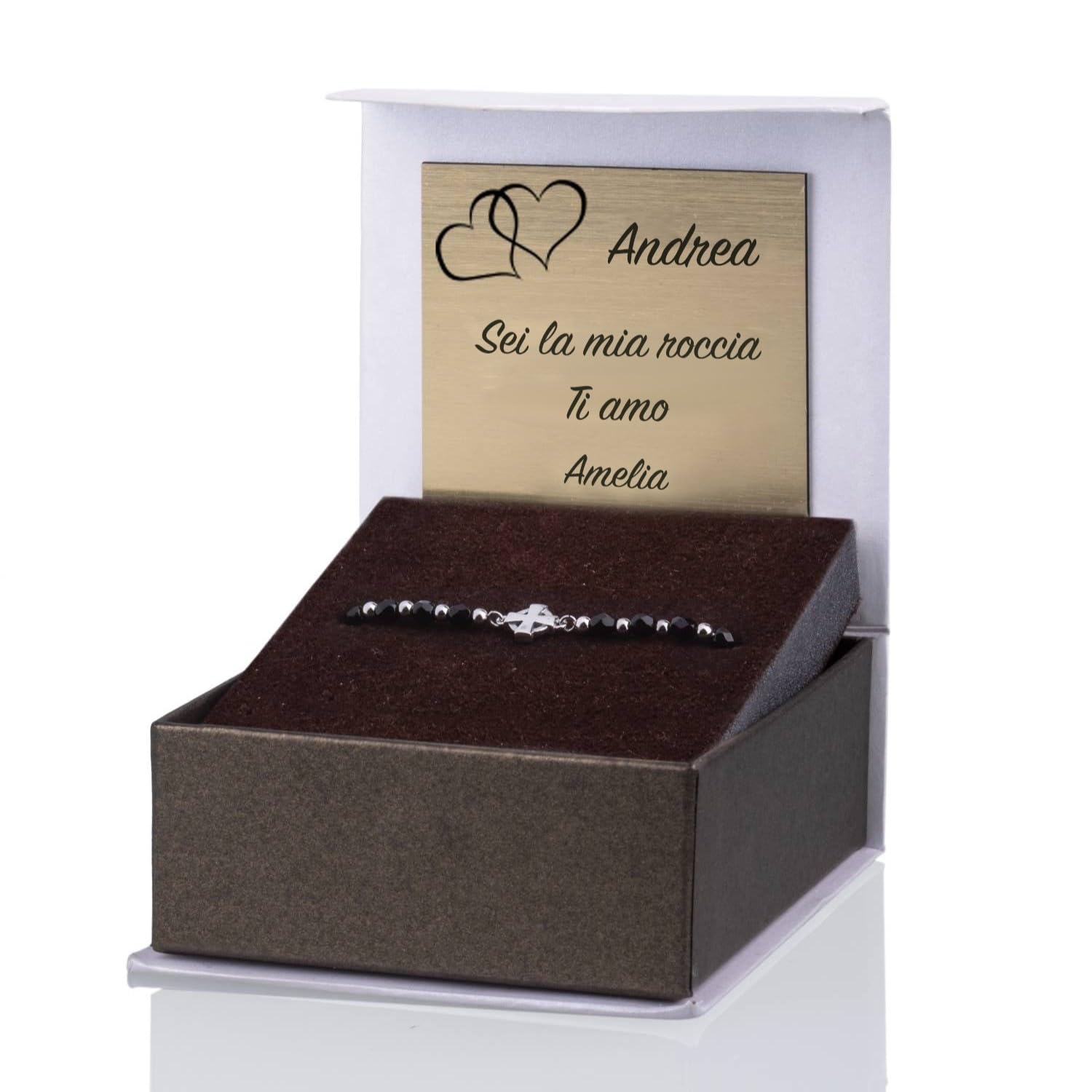 Bracciale da Uomo Ragazzo in argento 925 Sfere e Pietre con Croce Celtica Made in Italy + Confezione Regalo Personalizzata - per Compleanno Comunione Cresima Anniversario Natale Festa del Papà