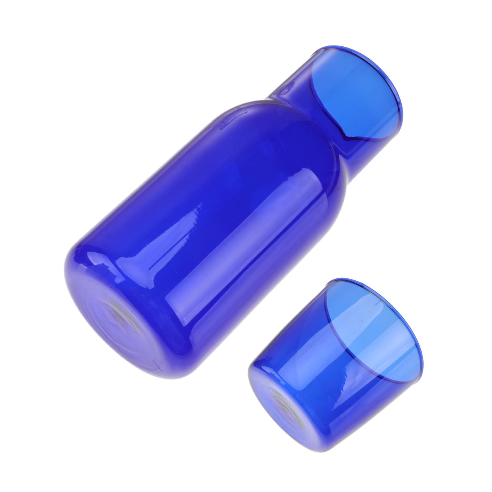Ipetboom Set Bicchieri in Vetro Borosilicato Blu, 1 Tazza e 1 Bottiglia