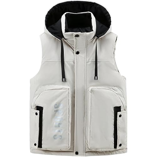Ruziyoog Mens Hooded Vest Sleeveless Jacket Casual Sports Zip Up Lightweight Outerwear Fashion Workout Running Gym Streetwear