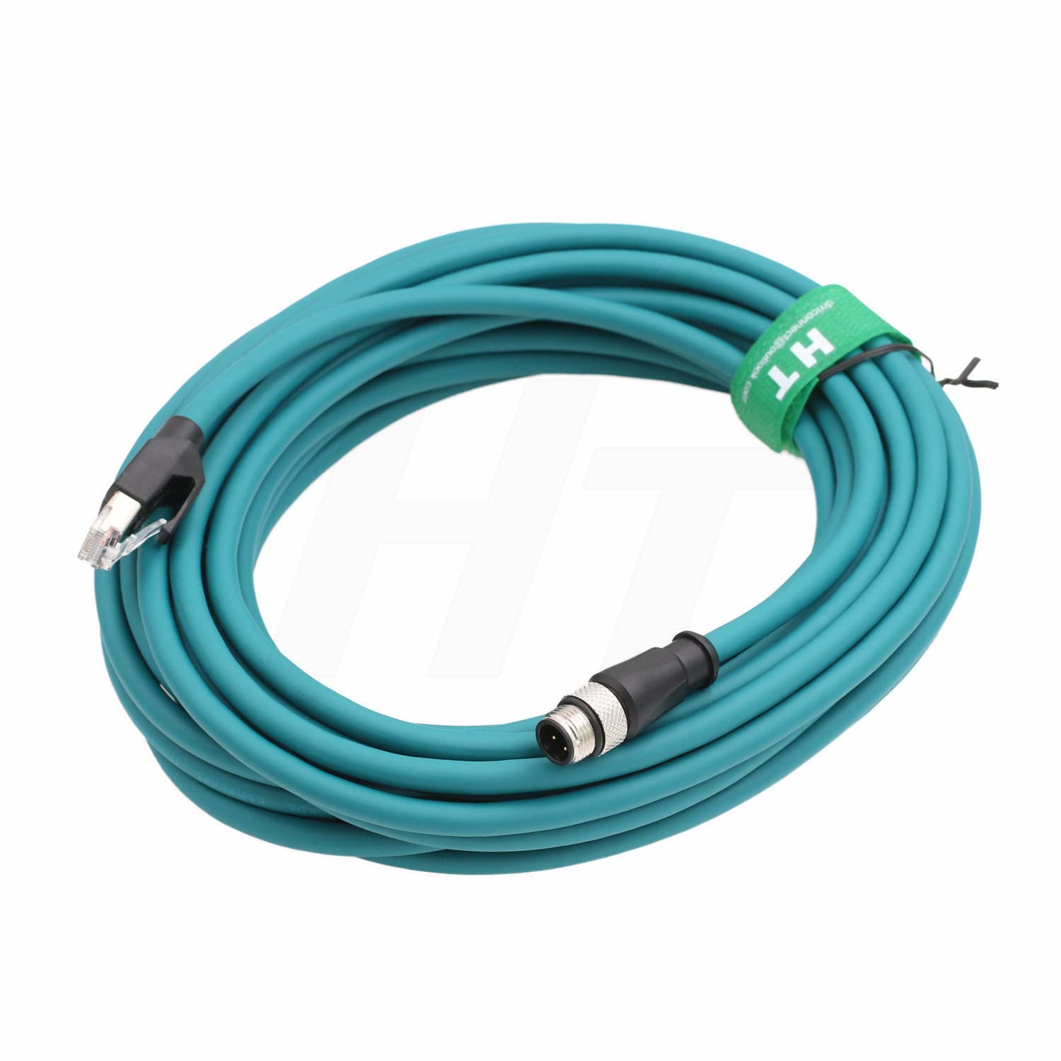 HangTon Ethernet M12 4-poliges D-kodiertes RJ45 CAT5e Kabel für Datalogic Scanner Matrix 120 210N 300N 410N 450 DS2100N DS2400N DS5110 Vision System Profinet Netzwerk Power Sensor Kamera 20 m