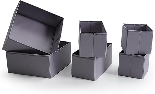 Miniatura 6 de TYEERS Organizadores de cajones, tela duradera, lavable, con tablas de soporte base, cajas de almacenamiento pequeñas para baño, armario, aparador,