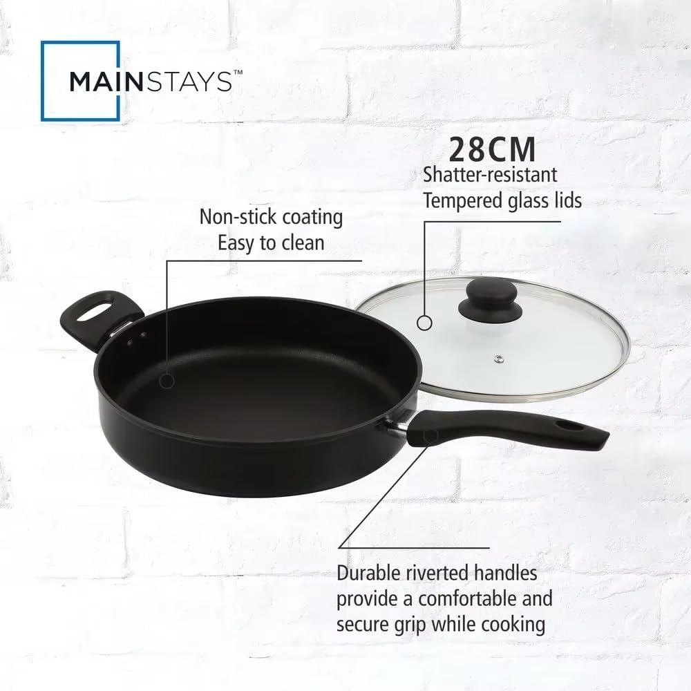 Non-Stick Jumbo Cooker with Glass Lid Cool Touch Handle Dishwasher Safe Cooking Pan Everyday Use Easy Clean Cooking Essential