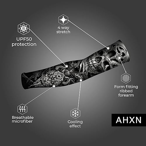 Miniatura 7 de AHXN Mangas de brazo de protección solar UV para hombres y mujeres-UPF 50 deportes de compresión manga de enfriamiento-Único regalo de manga de