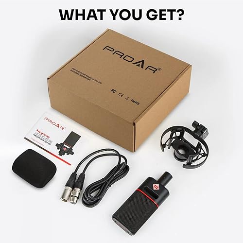 Miniatura 8 de XLR Micrófono de condensador cardioide XLR con diafragma grande de 0.98 pulgadas para computadora PC Metal Micrófono de estudio profesional para