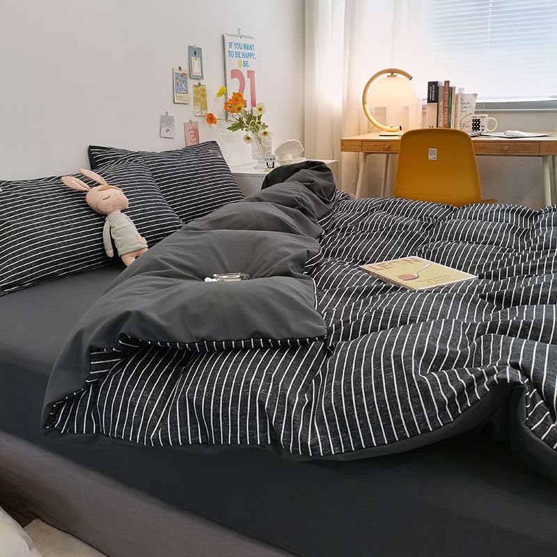 Linge de lit bohème noir 240x220 en microfibre premium texturée - 4