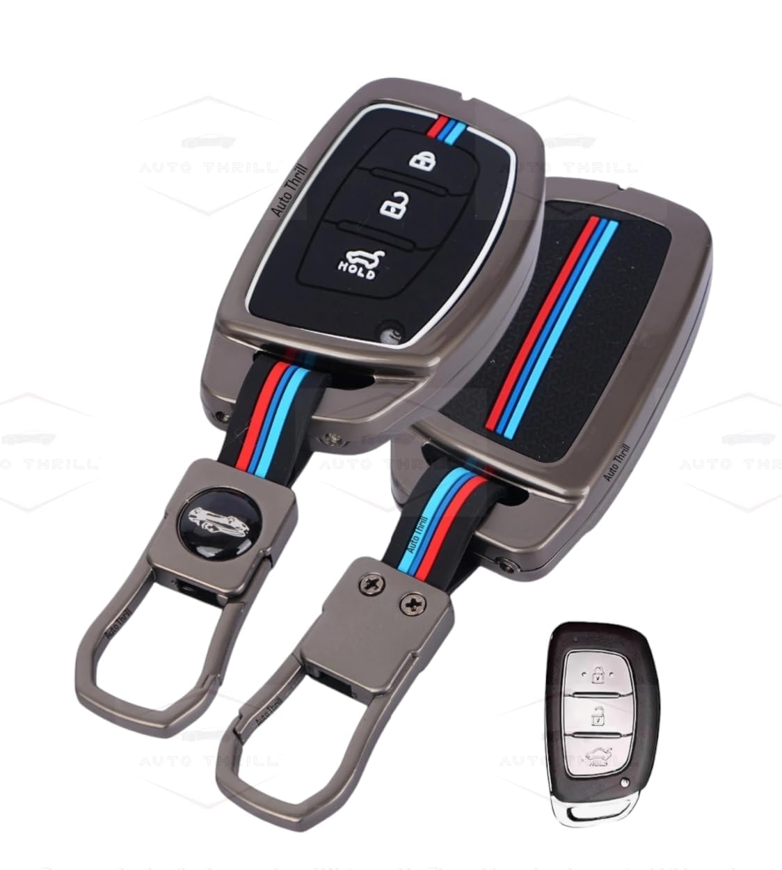 AUTO THRILL Premium Metal Silicon Key Cover Compatible with Hyundai i20, Creta, Venue, Tucson, Alcazar, Verna, Xcent, Aura, Elantra 3 Button Smart Key Special Feature Visibilitye in low-ligh Condition-image-9