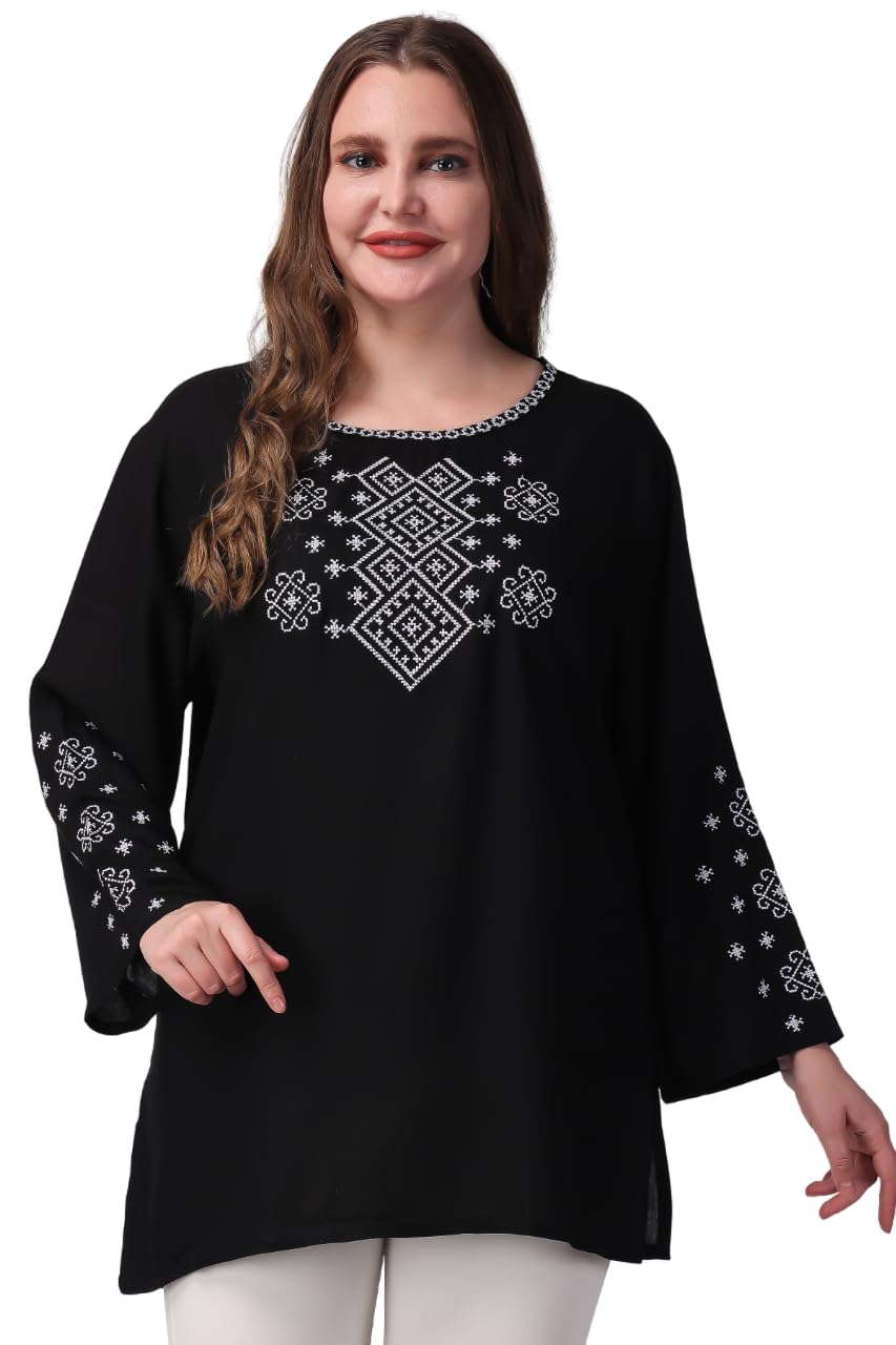 maahi Women's Rayon Black Embroidery Top-picture-20