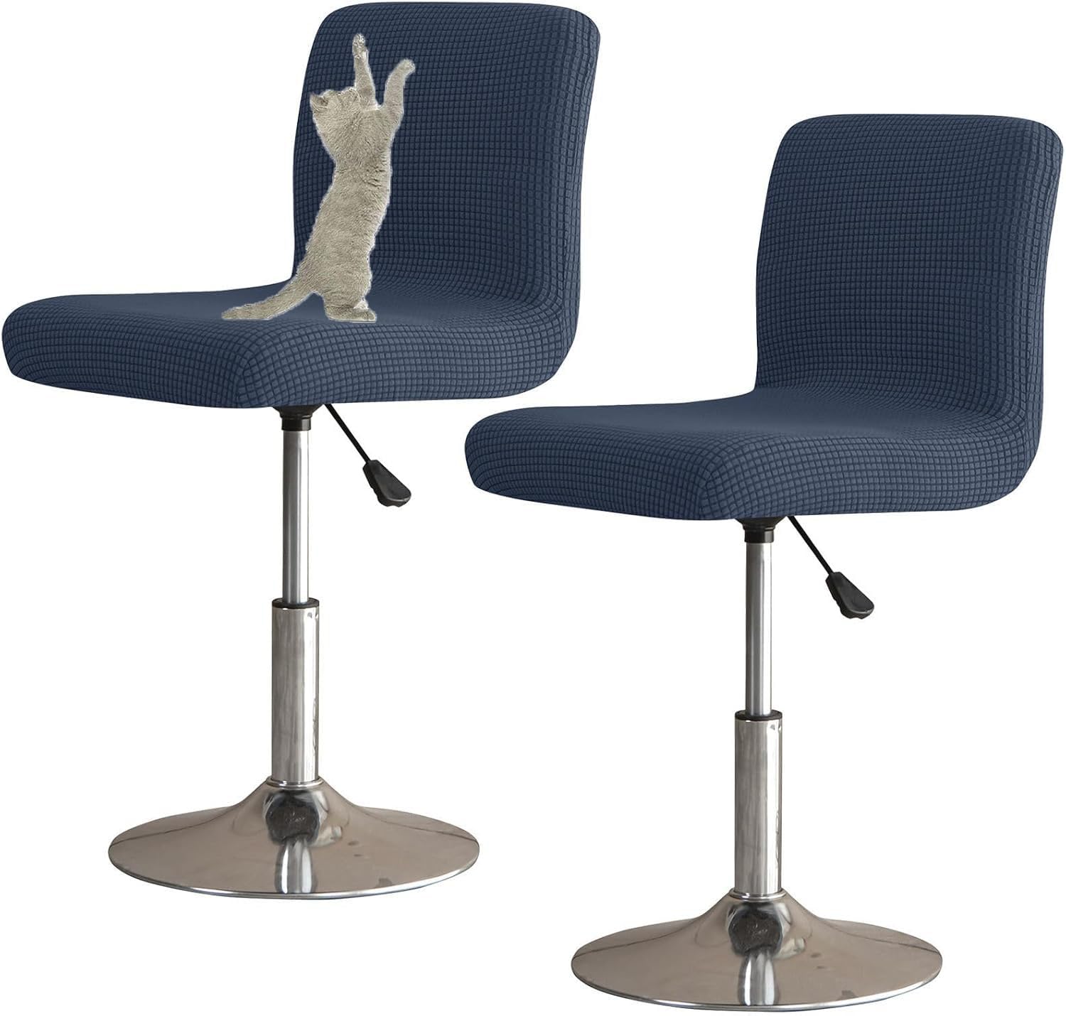 YOPOIY Bar Stool Covers with Backs Set of 6 4 2, Cat Scratch Proof Stretch Bar Stool Chair Covers Washable Universal Swivel Pub Chair Slipcover (navy blue,4 PCS)