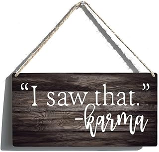 Wall Decor Wood Sign I Saw That Karma Wood Sign Funny Desk Sign Personalized Sign for Door Office Shop Courtyard Home Decor Sign Gift 10" X 5"
