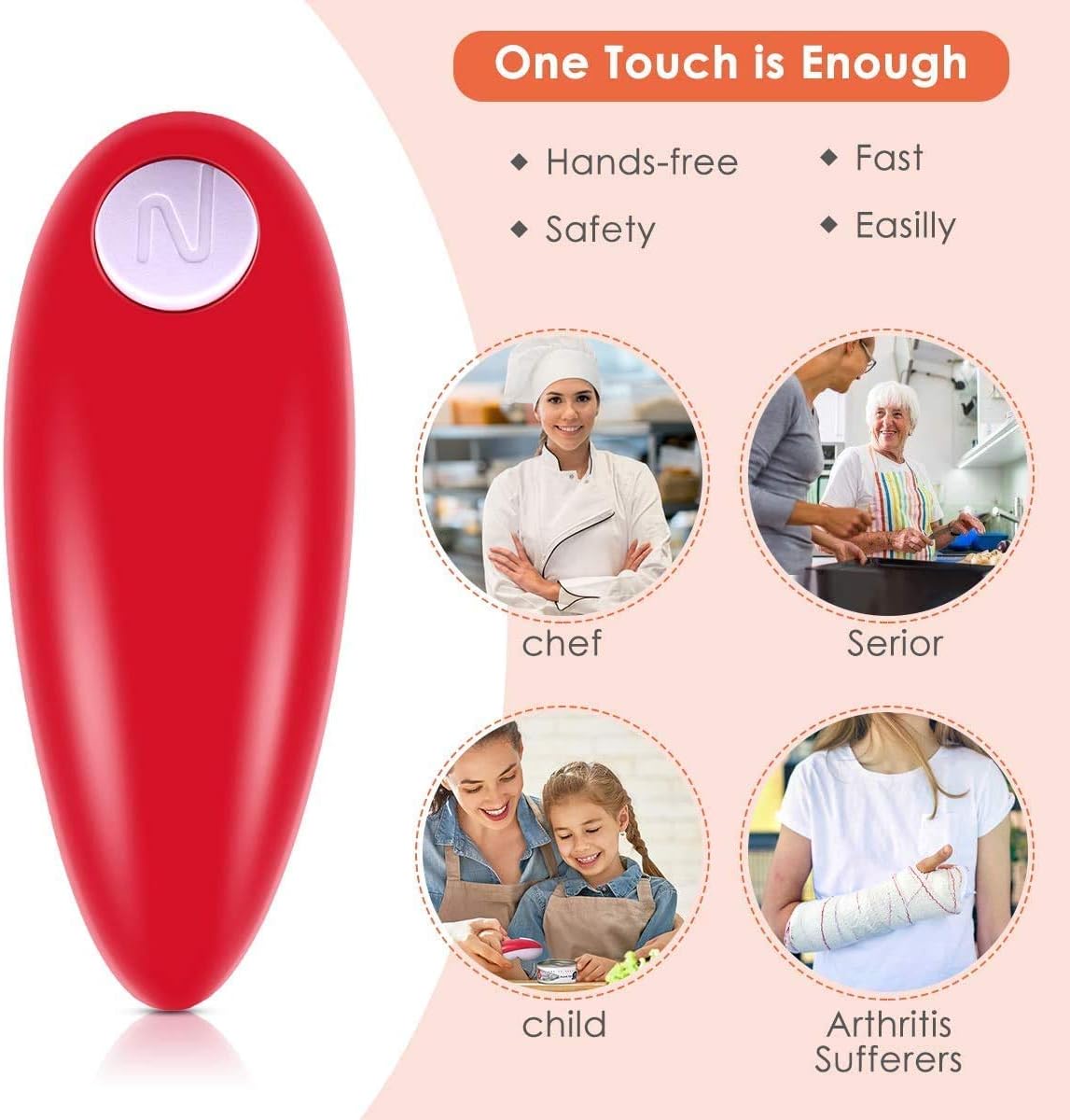 Electric Can Opener, Smooth Edge Portable Automatic Can Opener for Any Size, Best Kitchen Gadget for Arthritis and Seniors