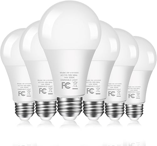 Miniatura 9 de Paquete de 16 bombillas regulables, equivalente a 100 W, bombillas LED A19 de 1500 LM, blanco cálido 3000 K, sin parpadeo, base E26 para cocina,
