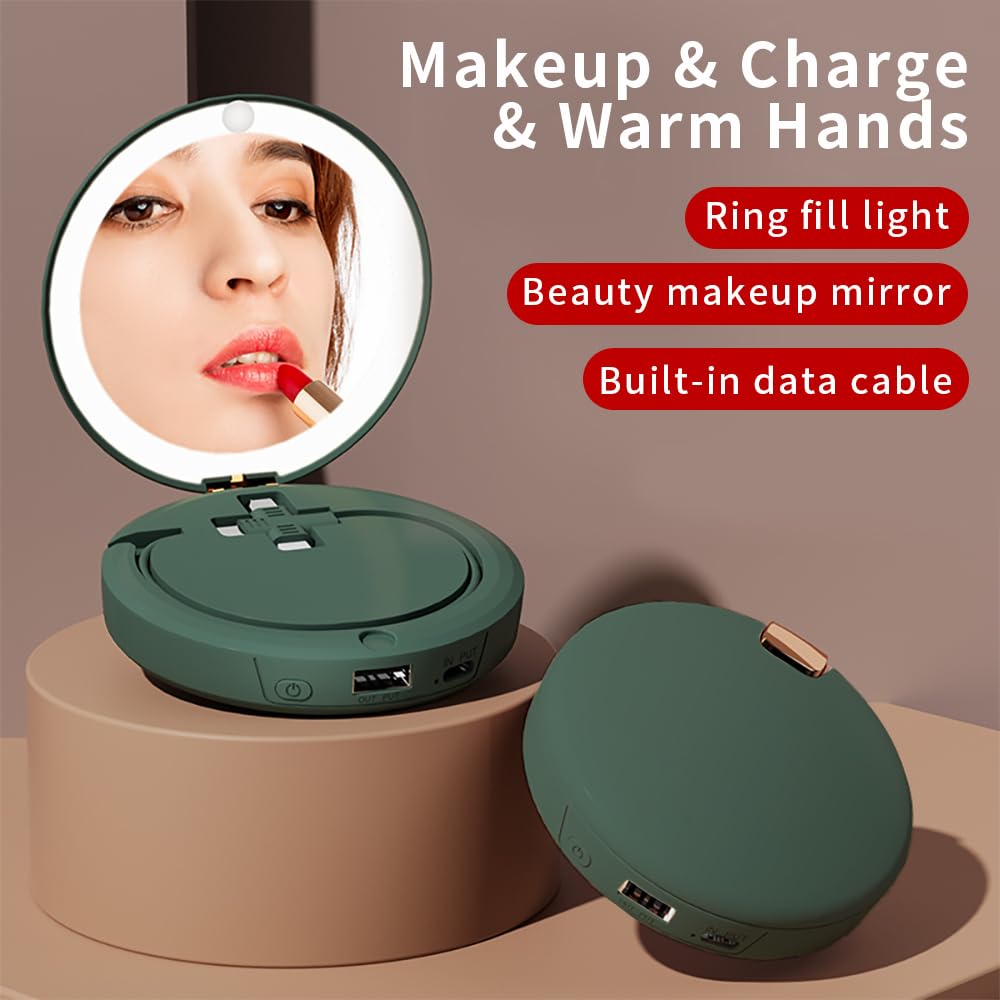 Scaldamani Elettrico 3 In 1 Con Specchio Luce LED E Power Bank 5000mAh - Regalo Utile Per Donne - Foto 6