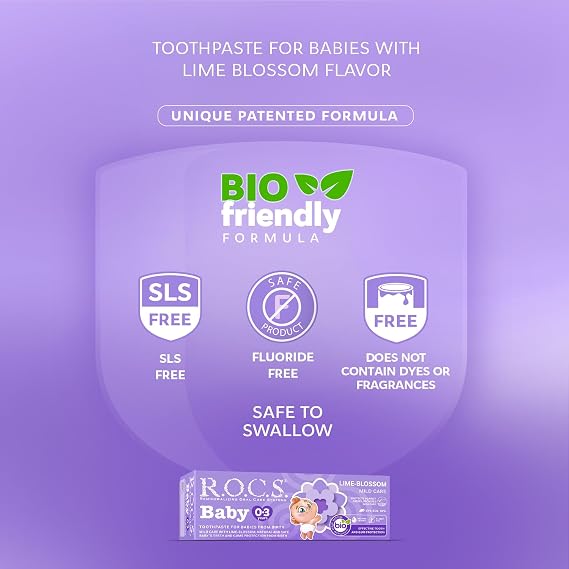 ROCS ROCS BABY 0-3 YEARS FLUORIDE-FREE BABY TOOTHPASTE - LINDEN EXTRACT - 45g