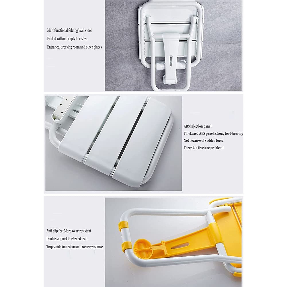 Asiento de Ducha Plegable montado en la Pared, Asiento de Ducha Plegable con Patas abatibles Banco de Ducha Que Ahorra Espacio Taburete de Ducha Plegable Silla Antideslizante Ayuda para la d