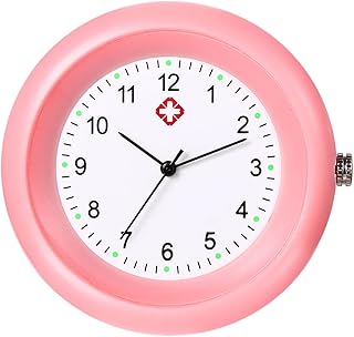 Reloj de enfermera estetoscopio médico: simple analógico, cuarzo, relojes de bolsillo, fáciles de leer, relojes de enfermera con números arábigos para hombres y mujeres, color rosa