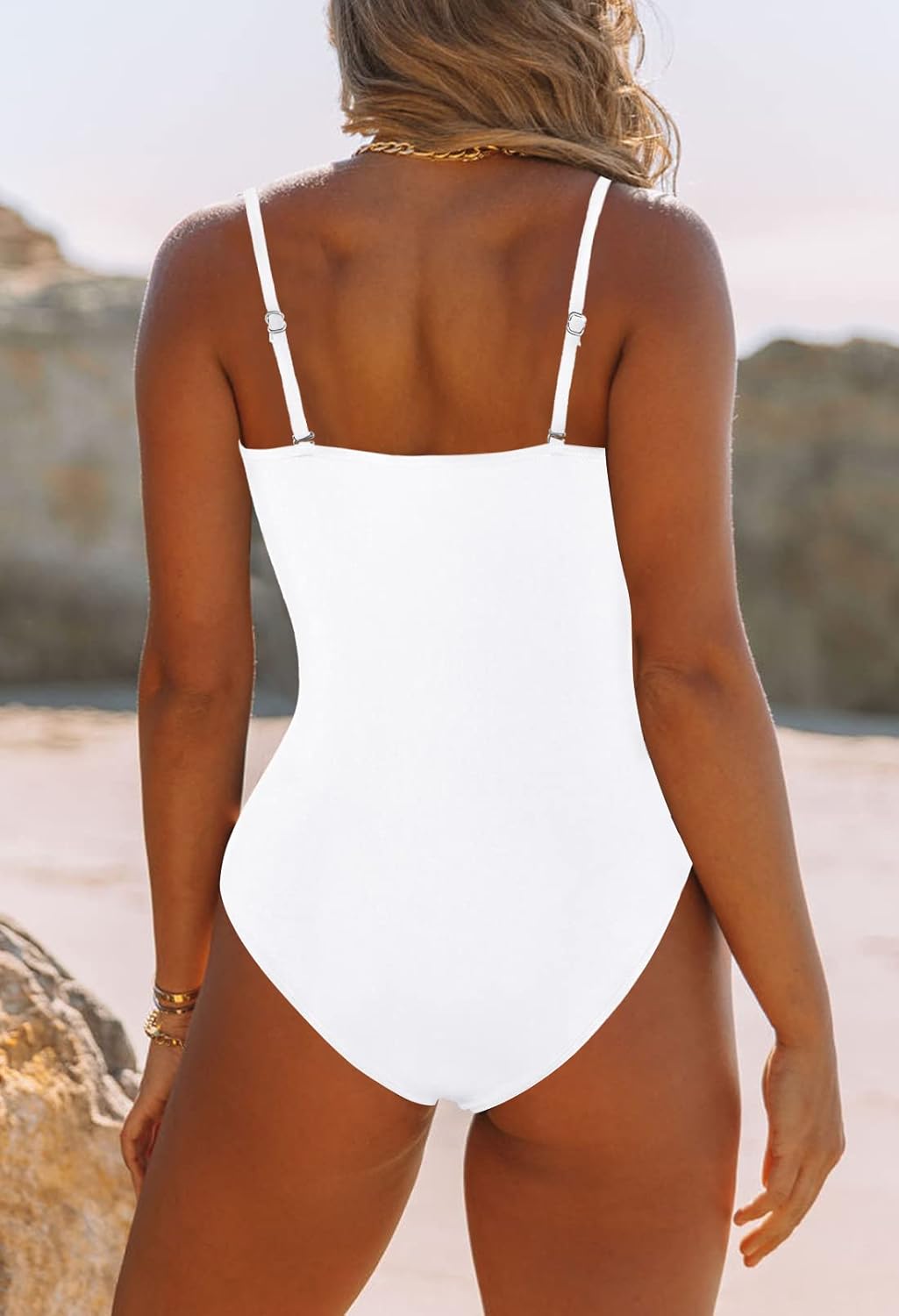 Viottiset Women's Bandeau One Piece Swimsuit Strapless Tie High Cut Out Bathing Suit - Image 6