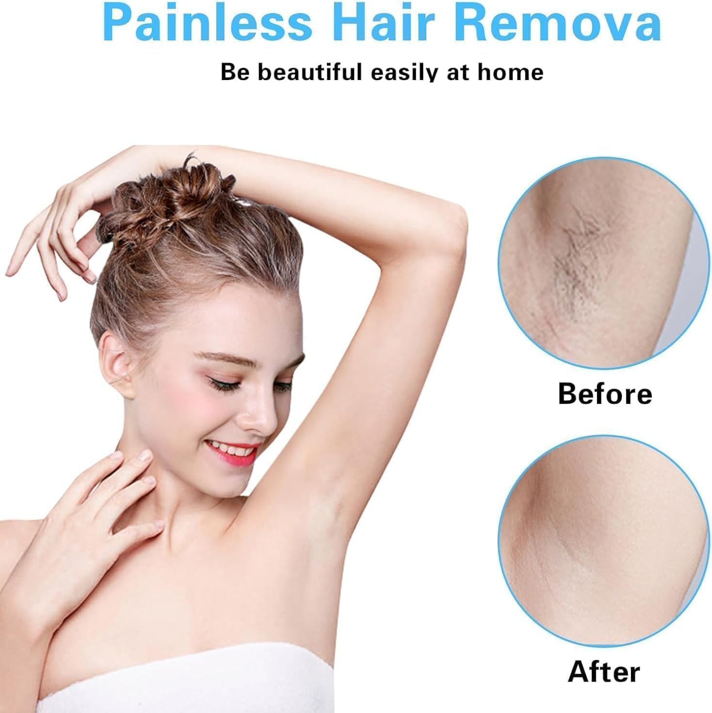 2PCS Crystal Hair Eraser for Women Reusable Hair Remover Stone, Painless Crystal Hair Remover for Women and Men, Magic Painless Exfoliation Hair Removal Tool (QC and Blue)