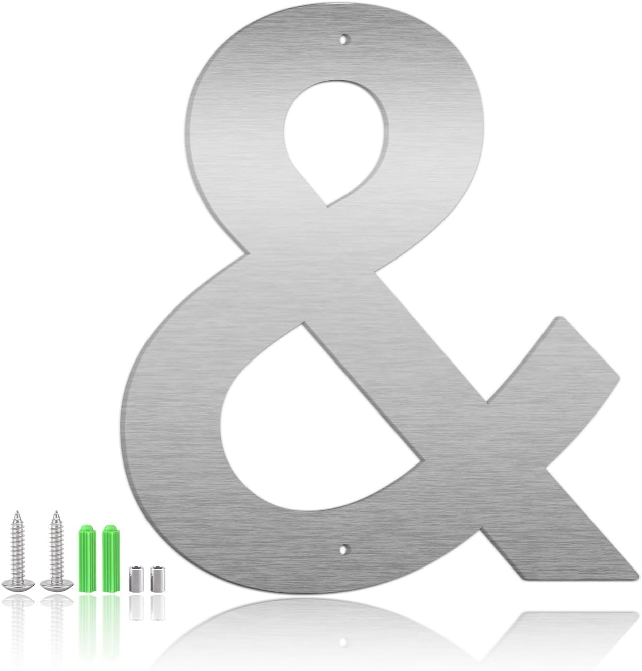 5 Inch Floating House Numbers and Metal Letters for Outdoor Signs, Modern 304 Stainless Steel Silver Address Numbers for Home, Apartment, and Garden Decor (&)