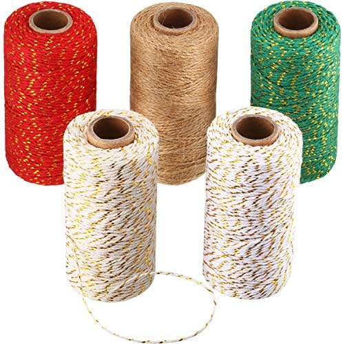 Bememo 1640 Feet Christmas Baker's Twine Rope Set - 5 Colors, Cotton & Jute, Gift Wrapping & Crafts