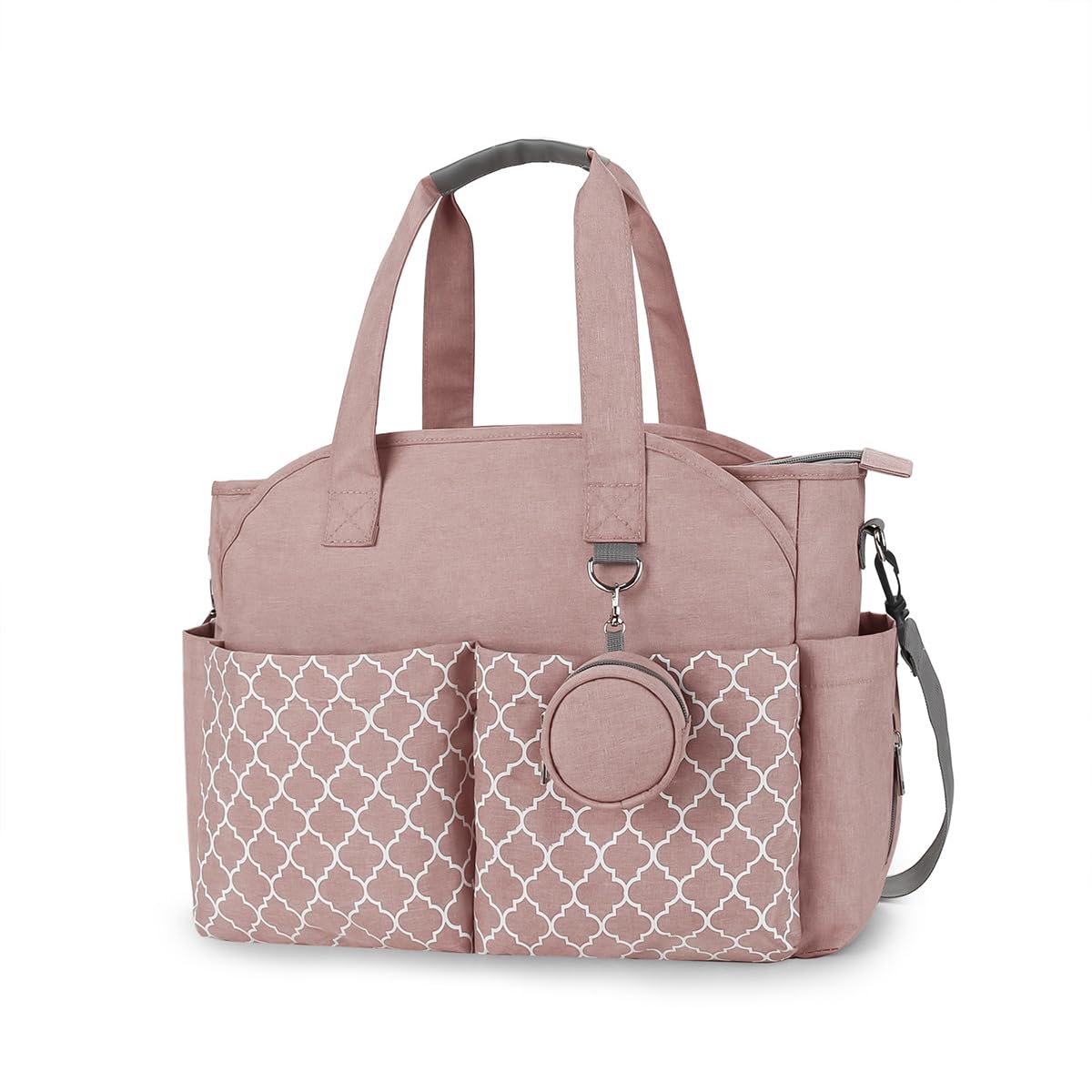 SONARIN Baby Changing Tote Bag,Multi-Function Waterproof Nappy Changing Bag Satchel Messenger Bags Travel Diaper Bags with Pacifier Holder Large Capacity for All Baby Accessories(Pink)