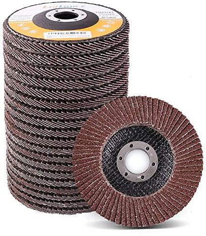 LotFancy Flap Disc 4 1/2 Inch, 20PCS, 40 60 80 120 Grit Grinding Sanding Wheels, Aluminum Oxide Abrasive, Type #27, for Angle Grinder