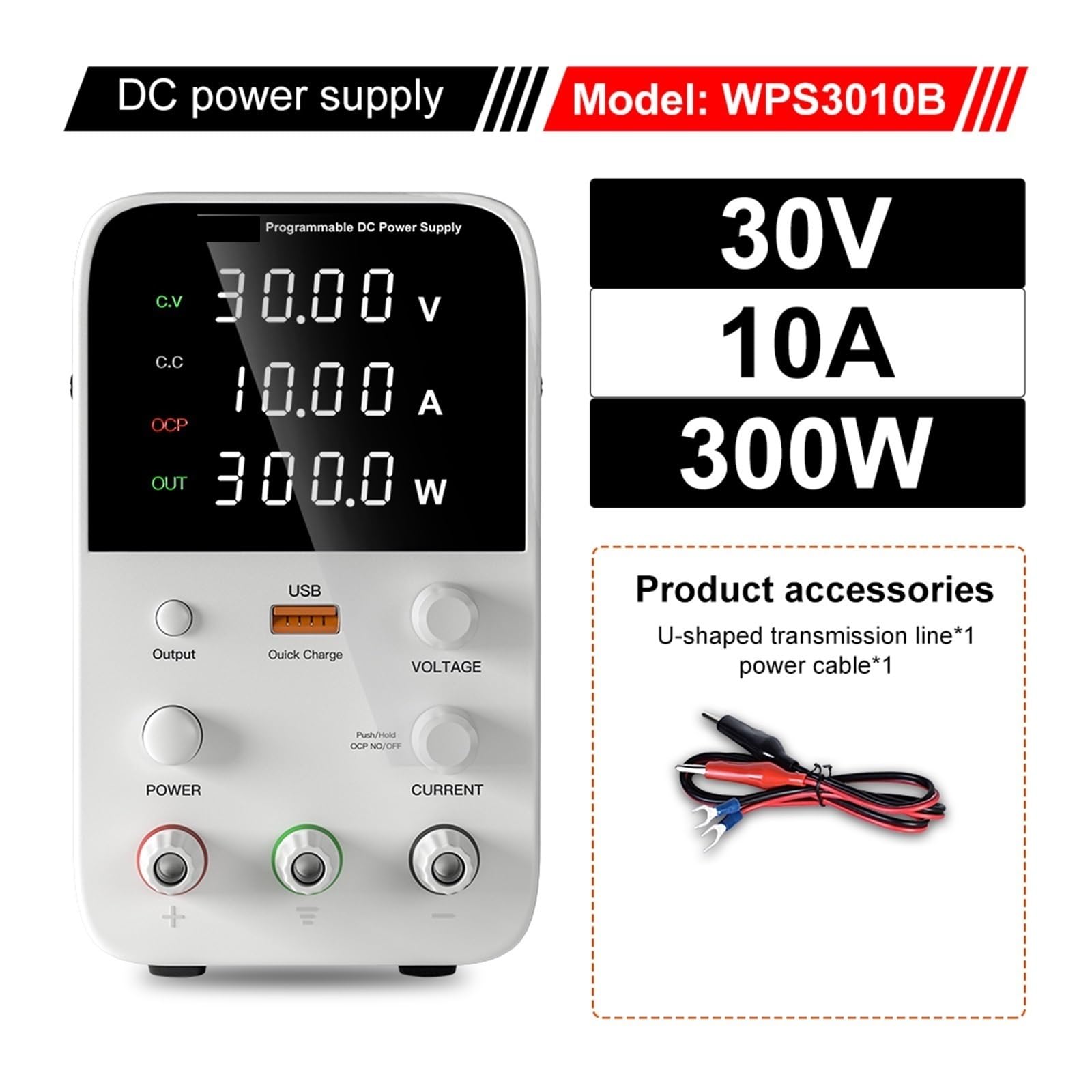 Labornetzteil, Einstellbare DC -Stromversorgung digitaler Laborbank Stromquelle Stabilisierte Stromversorgungsspannungsreglerschalter DC Stromversorgungsstabilisator(WPS3010B)