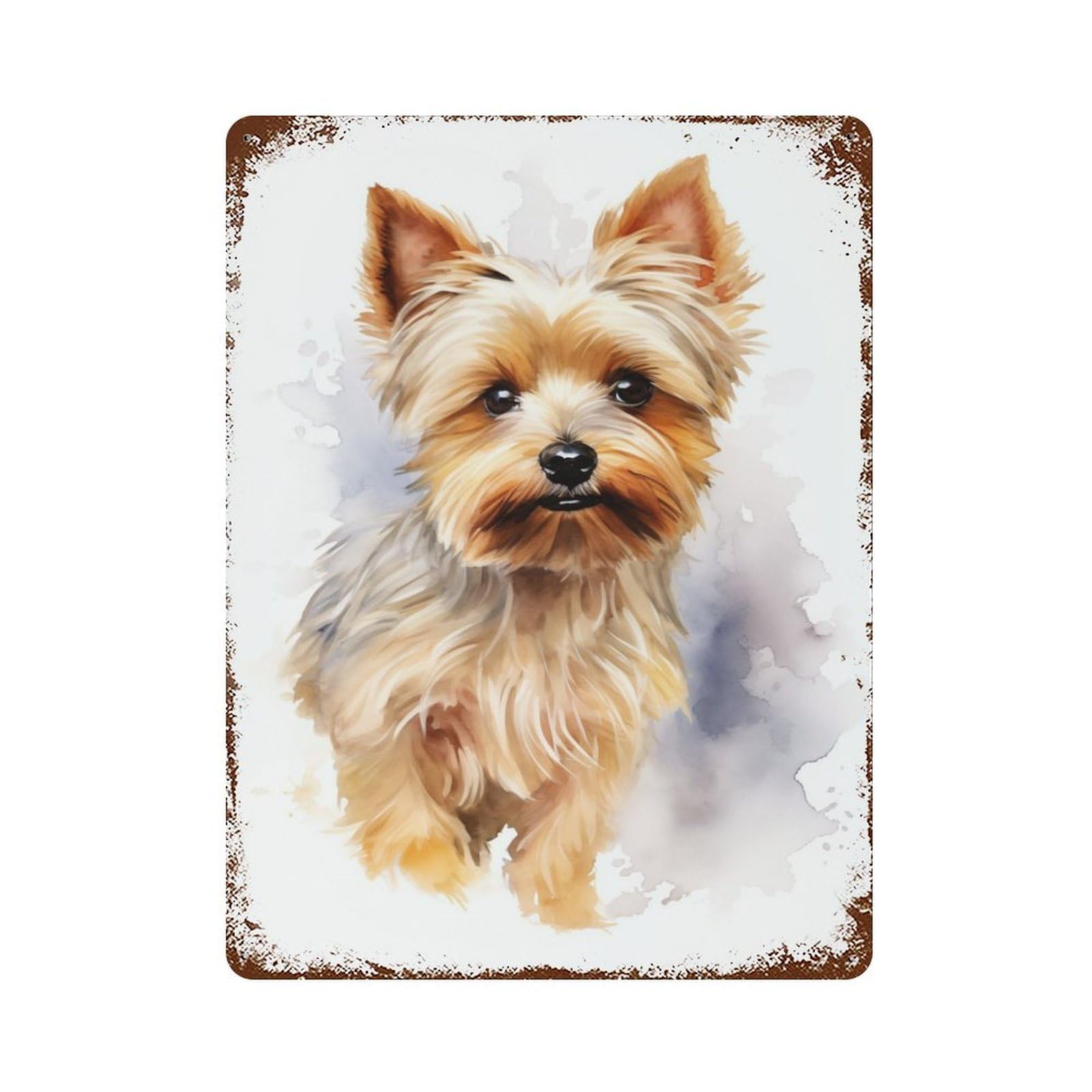 Vintage Rust Metal Sign Silky Terrier Portrait 15.7"x11.8", Decorative Metal Wall Art for Basement, Hobby Room And Garage Decor