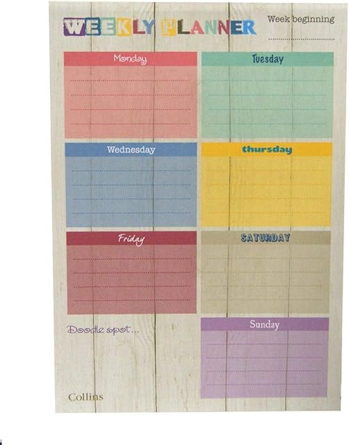 Collins A4 Unique Layout Weekly Planner Pad (Pack of 60 Sheets)