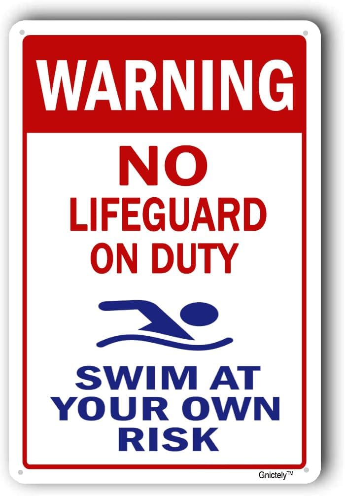 4 PCS Swimming Pool Safety Signs,Swimming Pool Signs,Pool Rules Sign,Pool Decor Signs 12"X16" Metal Aluminum Sign