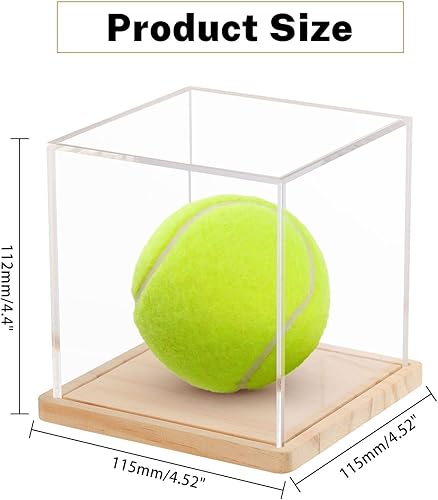 Miniatura 2 de CHGCRAFT Vitrina de madera para sóftbol, cubo cuadrado transparente acrílico para pelotas de golf, soporte de almacenamiento de softbol a prueba de