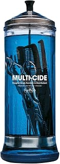 ForPro Multi-Cide Tall Glass Jar, for All Hairstyling Tools Including Brushes, Combs & Shears, 37 oz