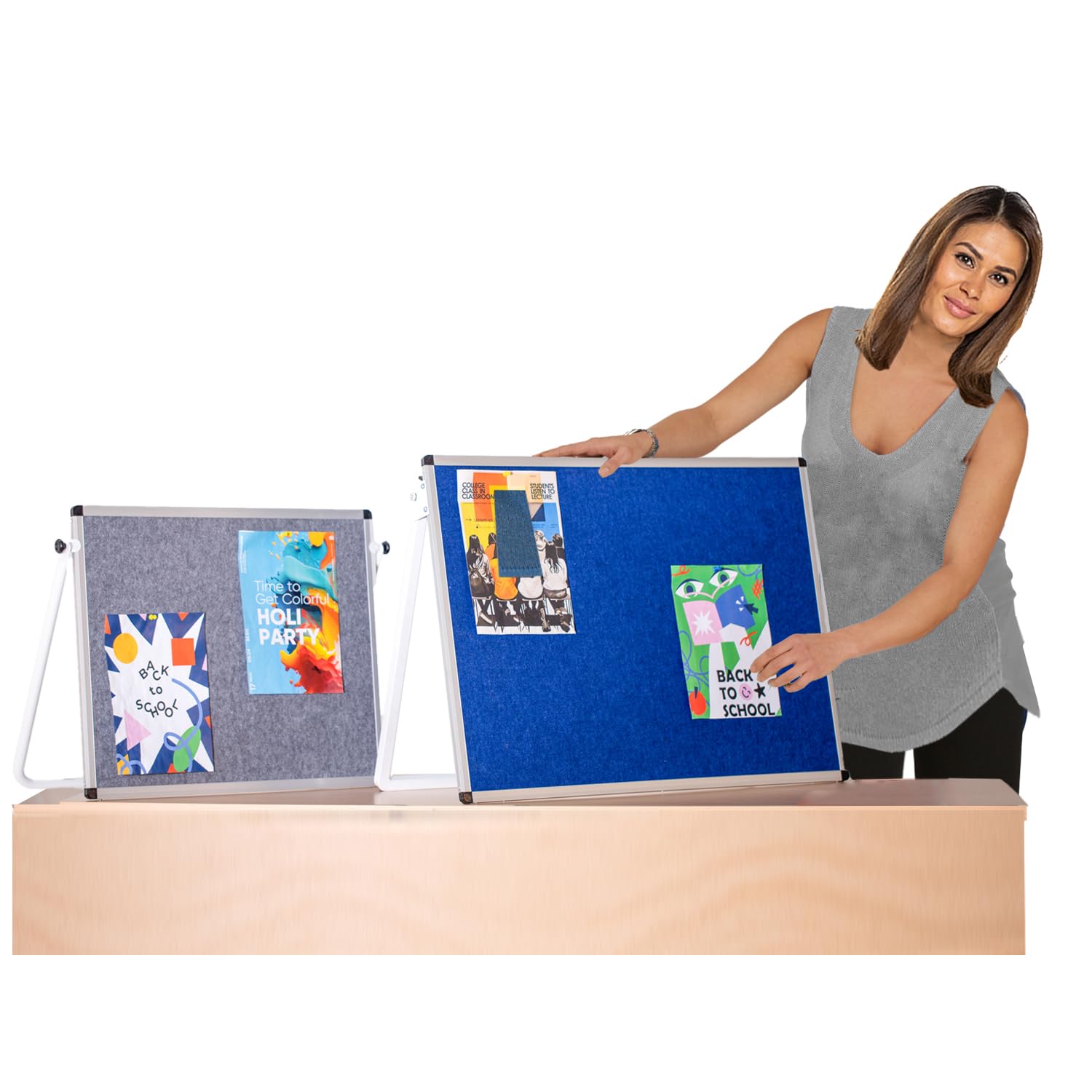 Wonderwall Tabletop Blue Noticeboard, 600 x 800 mm, Lightweight and Portable - Ideal for Class, Office Presentation, Pop up Venues/Events