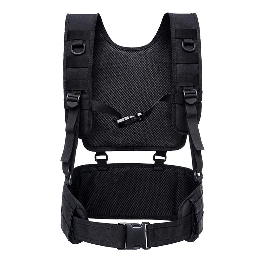 MiOYOOW Military Belt, Outdoor H-Harness Belt Suspenders with Detachable Suspender Straps for Outdoor Hunting Training