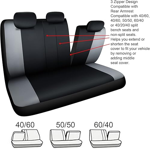 Miniatura 4 de AKAUTO Funda impermeable para asiento trasero de automóvil funda de asiento trasero de banco dividido protector de asiento trasero fundas interiores
