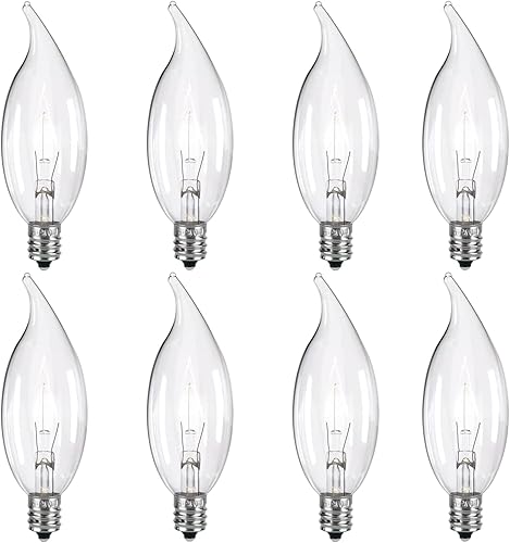 Miniatura 9 de Paquete de 10 bombillas incandescentes transparentes con base E12 de 60 W B10 CTC, incandescentes, regulables, de larga duración, eficiencia