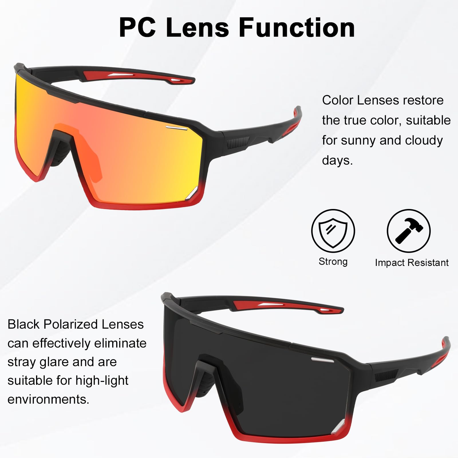 ToopMount Polarized Cycling Glasses, Sports Sunglasses with 3 Interchangeable Lenses - Image 4