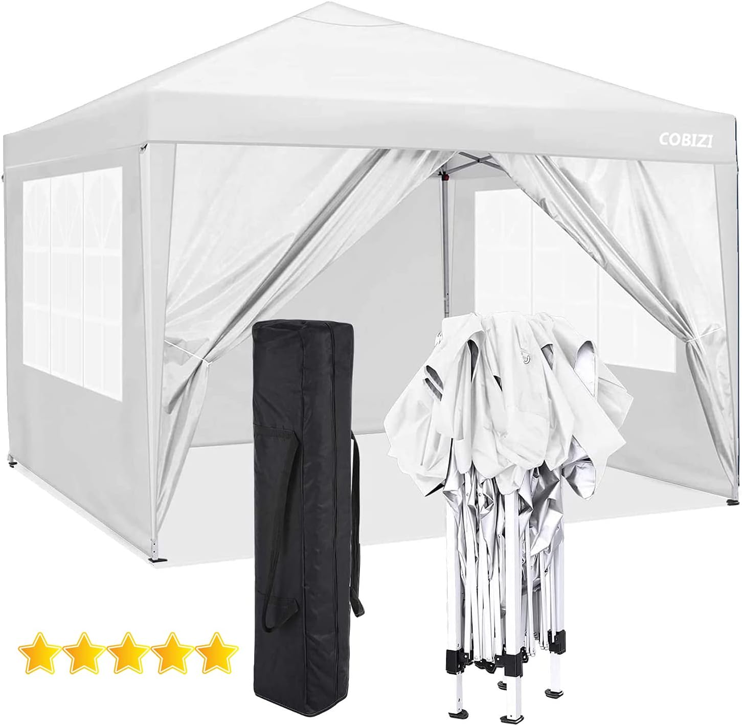 COBIZI Pop Up Canopy Tent with Walls, Outdoor Party Tents with Removable Sidewalls and Carry Bag