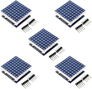 5pcs MAX7219 8x8 Dot Matrix LED Display Module 5V MCU Control 88 LED Dot Matrix DIY Kit (Blue)