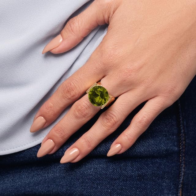 JEAN RACHEL JEWELRY 14K Gold Plated Sterling Silver Ring with 11.75 TCW Cubic Zirconia - Textured Band Vintage Design - Hypoallergenic, Lead & Nickel Free Jewelry Statement Rings for Women - Image 2