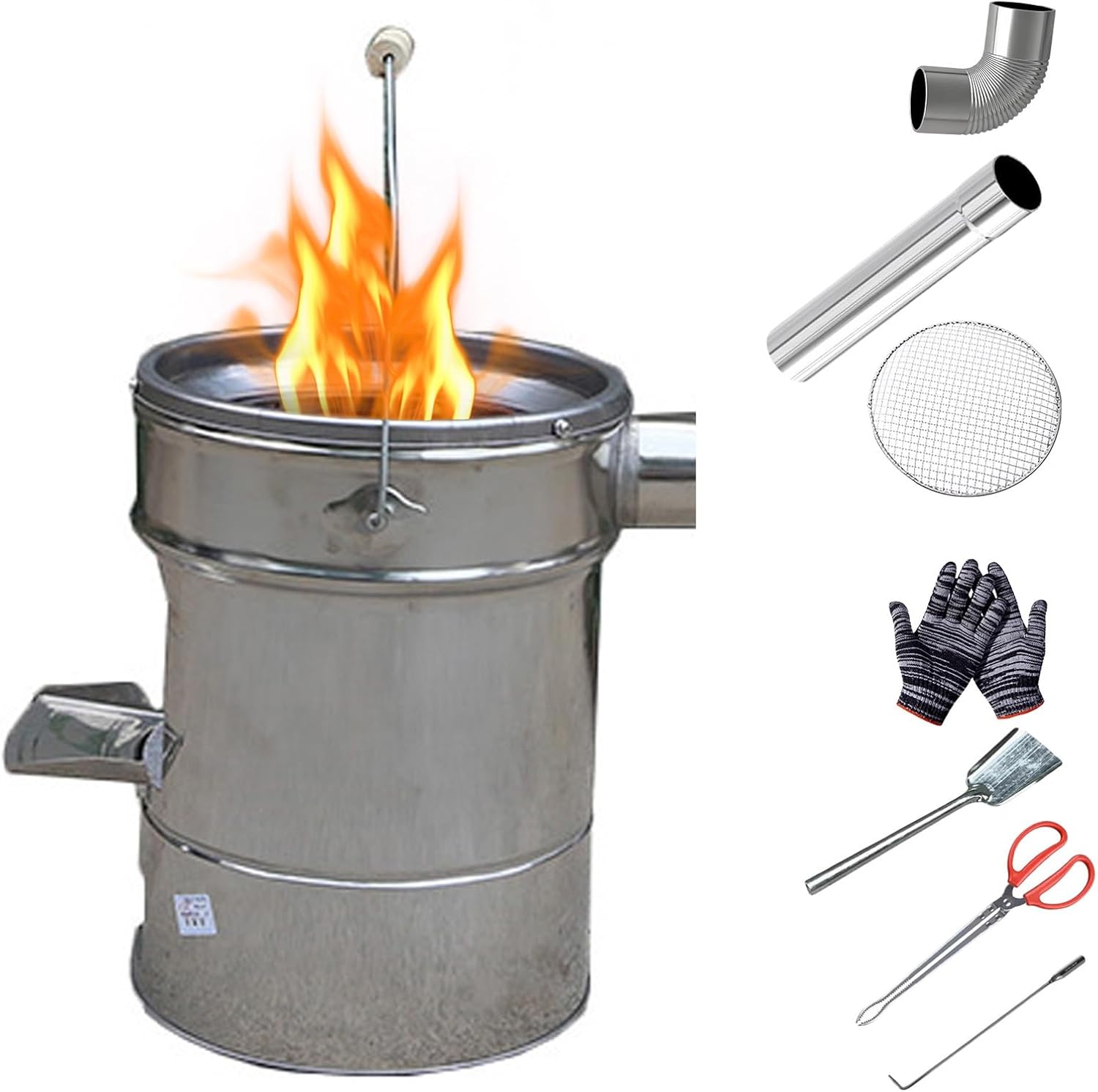 キャンプ薪ストーブ 410ステンレススチール製薪ストーブ バーベキュー キャンプ 暖房用 炉対応 付属品付き 煙突 キャンプ 薪 ス