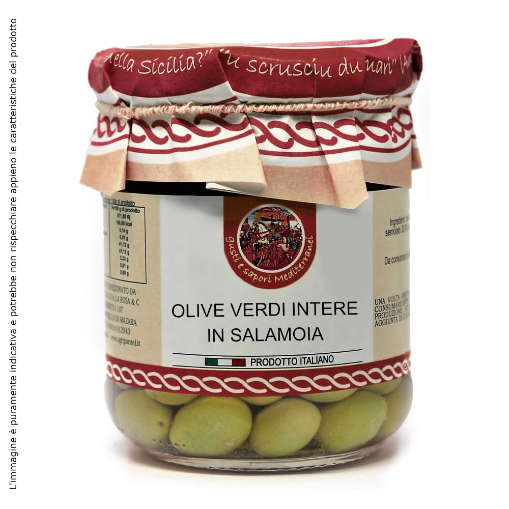48 Barattoli da 180g Olive verdi intere in salamoia con Etichetta Personalizzabile Antipasti Pronti - Prodotti Tipici Siciliani