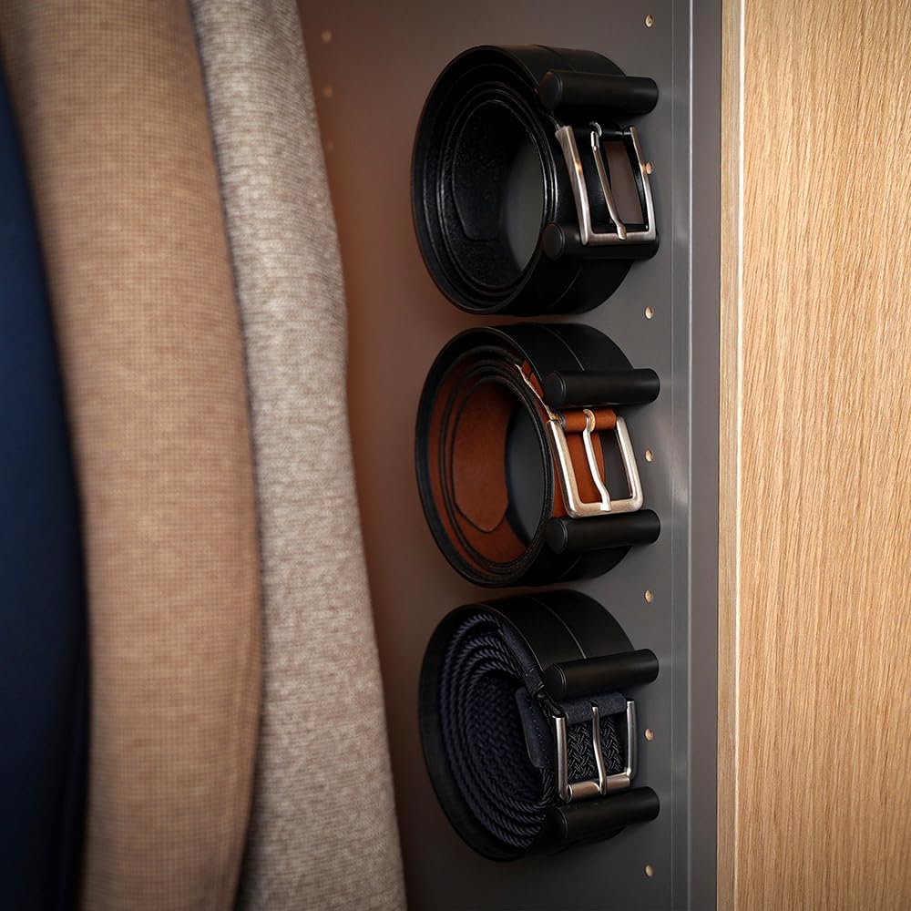 Ranger et organiser les ceintures avec ease-c en noir; Compartiment pour ceintures dans l'armoire; Porte-ceintures et porte-cravates; Système de rangement pour l'armoire; Organiseur pour IKEA Pax